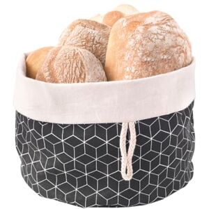Metaltex 239250000 Faltbarer Brotkorb mit Knopf-Verschluss, Baumwolle/Aufbewahrungsbeutel für Brot, Schwarz Metaltex 239250000 Faltbarer Brotkorb mit Knopf-Verschluss, Baumwolle/Aufbewahrungsbeutel für Brot, Schwarz