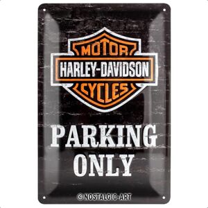 ART Retro Blechschild, 20 x 30 cm, Harley-Davidson – Parking Only – Geschenk-Idee für Biker, Original Lizenzprodukt (OLP), aus Metall, Vintage Design, Blechschilder Sprüche ART Retro Blechschild, 20 x 30 cm, Harley-Davidson – Parking Only – Geschenk-Idee für Biker, Original Lizenzprodukt (OLP), aus Metall, Vintage Design, Blechschilder Sprüche