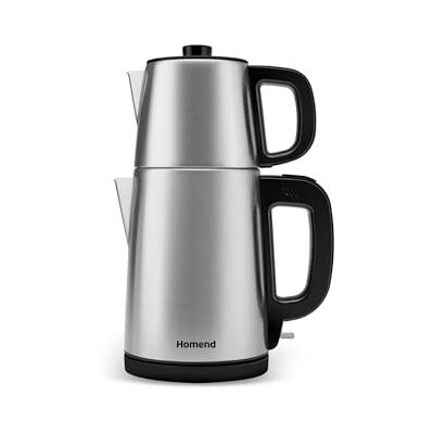 KARACA Homend Royal Tea 1728EU Türkischer Teekocher Elektrisch, 1.8 Liter Wasserkocher mit Teekanne und Edelstahlfilter, 2000W Teemaschine Elektrisch für Losen Tee Inox Schwarz KARACA Homend Royal Tea 1728EU Türkischer Teekocher Elektrisch, 1.8 Liter Wasserkocher mit Teekanne und Edelstahlfilter, 2000W Teemaschine Elektrisch für Losen Tee Inox Schwarz