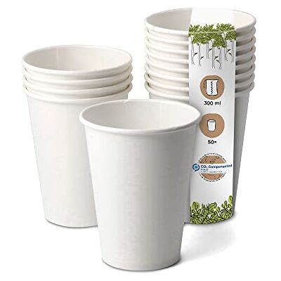 GREENBOX Bio Pappbecher I Einweggeschirr Trinkbecher Papierbecher kompostierbare und biologisch abbaubare Becher I weiße, unbedruckte, umweltfreundliche Kaffeebecher 50 Stück 300ml 12oz GREENBOX Bio Pappbecher I Einweggeschirr Trinkbecher Papierbecher kompostierbare und biologisch abbaubare Becher I weiße, unbedruckte, umweltfreundliche Kaffeebecher 50 Stück 300ml 12oz