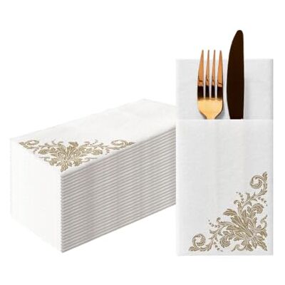 PAW Decor Collection PAW Besteckservietten aus Airlaid Stoffähnlich (1/8 falz) 25 Stück Ideal für Hochzeit, Taufe, Kommunion, Geburtstag Serviettentaschen für Besteck Goldenes Ornament PAW Decor Collection PAW Besteckservietten aus Airlaid Stoffähnlich (1/8 falz) 25 Stück Ideal für Hochzeit, Taufe, Kommunion, Geburtstag Serviettentaschen für Besteck Goldenes Ornament