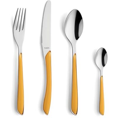 Kuppels PRISMA Besteck Set 6 Personen 24-teilig Senfgelb, 18/0 Edelstahl Wellenschliff Messer, Gabel, Löffel, Kaffeelöffel, mattierte farbige Kunststoffgriffe, Rostfrei, Spülmaschinenfest Kuppels PRISMA Besteck Set 6 Personen 24-teilig Senfgelb, 18/0 Edelstahl Wellenschliff Messer, Gabel, Löffel, Kaffeelöffel, mattierte farbige Kunststoffgriffe, Rostfrei, Spülmaschinenfest