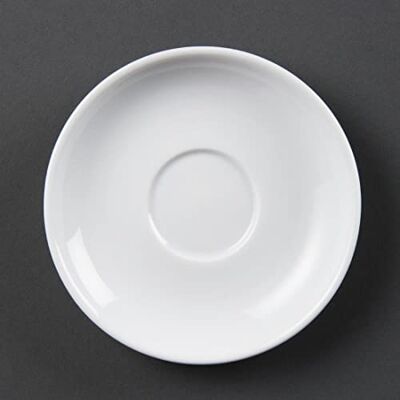 Olympia Whiteware Espresso-Kaffee-Untertassen-Set (12 Stück), weiß, passend für die Tasse CB464, vollständig verglastes Porzellan – ofen-, mikrowellen-, spülmaschinen- und gefriergeeignet, CB465 Olympia Whiteware Espresso-Kaffee-Untertassen-Set (12 Stück), weiß, passend für die Tasse CB464, vollständig verglastes Porzellan – ofen-, mikrowellen-, spülmaschinen- und gefriergeeignet, CB465
