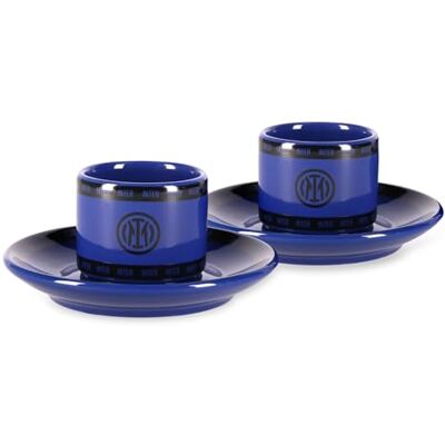 Inter Set aus 2 Kaffeetassen mit Untertassen aus Keramik, Linie Cucina, offizielles Produkt, Fans von Nerazzurri Inter Set aus 2 Kaffeetassen mit Untertassen aus Keramik, Linie Cucina, offizielles Produkt, Fans von Nerazzurri