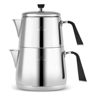 KARACA Fiona Schwarzes Türkisches Teekannen-Set, Induktionsgeeignet, 1L Teekanne & 2L Teekessel aus Edelstahl, Spülmaschinenfest, Türkische Teekanne, Teekocher, Tea Maker, Caydanlik, Demlik KARACA Fiona Schwarzes Türkisches Teekannen-Set, Induktionsgeeignet, 1L Teekanne & 2L Teekessel aus Edelstahl, Spülmaschinenfest, Türkische Teekanne, Teekocher, Tea Maker, Caydanlik, Demlik