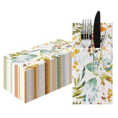 PAW Decor Collection PAW Besteckservietten aus Airlaid Stoffähnlich (1/8 falz) 25 Stück Ideal für Hochzeit, Taufe, Kommunion, Geburtstag Serviettentaschen für Besteck Aquarellblätter PAW Decor Collection PAW Besteckservietten aus Airlaid Stoffähnlich (1/8 falz) 25 Stück Ideal für Hochzeit, Taufe, Kommunion, Geburtstag Serviettentaschen für Besteck Aquarellblätter