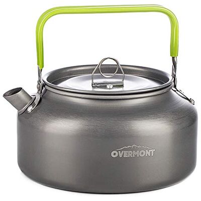 OVERMONT Tragbar Aluminium Camping Wasserkocher Kessel Teekanne Kaffeekanne für Outdoor Picknick Wandern 1,2I OVERMONT Tragbar Aluminium Camping Wasserkocher Kessel Teekanne Kaffeekanne für Outdoor Picknick Wandern 1,2I