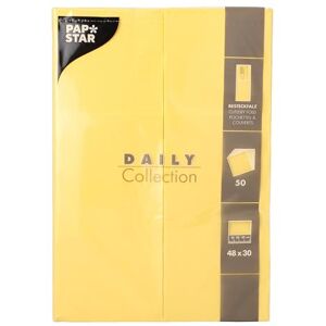 PAPSTAR 50 Bestecktaschen Servietten 'DAILY Collection' 48 cm x 30 cm gelb mit Besteckfalz PAPSTAR 50 Bestecktaschen Servietten 'DAILY Collection' 48 cm x 30 cm gelb mit Besteckfalz