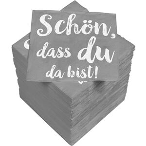 Heku 'Schön dass du da bist' Cocktail-Servietten, 3-lagig, 25x25cm, 150 Stück I Stilvolles Design I Ideal für Feiern I Praktisch Verpackt Heku 'Schön dass du da bist' Cocktail-Servietten, 3-lagig, 25x25cm, 150 Stück I Stilvolles Design I Ideal für Feiern I Praktisch Verpackt