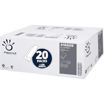 Papernet V-faltiges Handtuch 416608, 5.000 Einweghandtücher aus Papier, hochbeständig, 1 Lagen, offene Größe 23x24,5 cm, Made in Germany Papernet V-faltiges Handtuch 416608, 5.000 Einweghandtücher aus Papier, hochbeständig, 1 Lagen, offene Größe 23x24,5 cm, Made in Germany