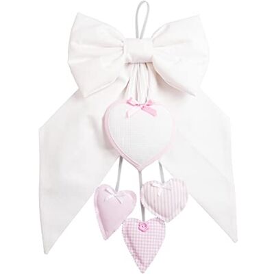 Filet Weißes Geburtsband mit Rosa Herzchen, ein Herz aus Aida-Leinwand zum Sticken, aus Baumwolle, Ideal zum Aufhängen, um die Geburt eines Mädchens anzukündigen, 100% Made in Italy Filet Weißes Geburtsband mit Rosa Herzchen, ein Herz aus Aida-Leinwand zum Sticken, aus Baumwolle, Ideal zum Aufhängen, um die Geburt eines Mädchens anzukündigen, 100% Made in Italy