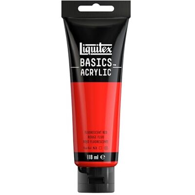 Liquitex 8870072 Basics Acrylfarbe Rot Fluo – 118ml Tube, lichtecht, mittlere Viskosität, seidenglänzend, monopigmentiert, Archivqualität Liquitex 8870072 Basics Acrylfarbe Rot Fluo – 118ml Tube, lichtecht, mittlere Viskosität, seidenglänzend, monopigmentiert, Archivqualität