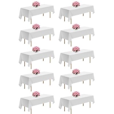 VEVOR 10 x Tischdecke Tischwäsche 1524x2591 mm, wiederverwendbarer Tischdeckenschutz, maschinenwaschbares Tischtuch aus Polyestergewebe für Partys Hochzeiten Bankette formelle Veranstaltungen, Weiß VEVOR 10 x Tischdecke Tischwäsche 1524x2591 mm, wiederverwendbarer Tischdeckenschutz, maschinenwaschbares Tischtuch aus Polyestergewebe für Partys Hochzeiten Bankette formelle Veranstaltungen, Weiß
