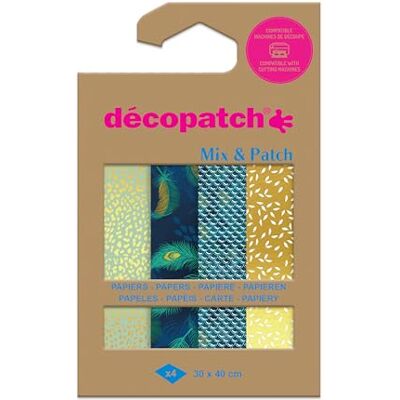 décopatch DP041C Packung Mix Patch, mit 4 Blatt -Papier 30x40 cm, Goldener Pfau, gemischte Sortierung, geeignet ab 5 Jahren, 1 Pack décopatch DP041C Packung Mix Patch, mit 4 Blatt -Papier 30x40 cm, Goldener Pfau, gemischte Sortierung, geeignet ab 5 Jahren, 1 Pack