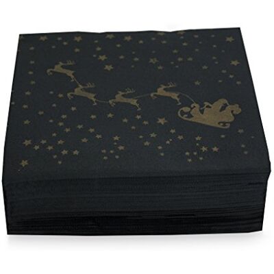 MORIGAMI Saten Santa Claus, Servietten 40 x 40, 2-lagig, 1/4 Falz, 50 Servietten, punta-punta, Schwarz MORIGAMI Saten Santa Claus, Servietten 40 x 40, 2-lagig, 1/4 Falz, 50 Servietten, punta-punta, Schwarz