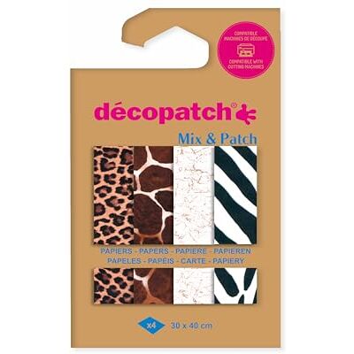 décopatch DP044C Packung Mix Patch, mit 4 Blatt -Papier 30x40 cm, Tierfelle, gemischte Sortierung, geeignet ab 5 Jahren, 1 Pack décopatch DP044C Packung Mix Patch, mit 4 Blatt -Papier 30x40 cm, Tierfelle, gemischte Sortierung, geeignet ab 5 Jahren, 1 Pack