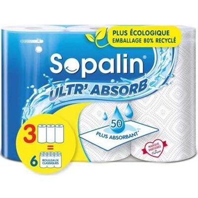 Sopalin Ultra-Maxi-Handtuch 3 Rollen (entspricht 6 klassischen Rollen) Sopalin Ultra-Maxi-Handtuch 3 Rollen (entspricht 6 klassischen Rollen)