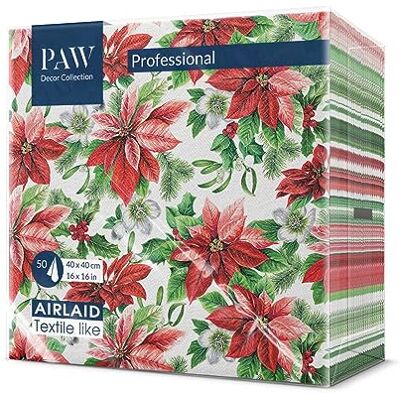 PAW Decor Collection PAW Airlaid Servietten (40 x 40 cm) I 50 Stück I Perfekt für Weihnachten, Winter, Feiertage I Heiligabend Tischdekoration I Airlaid-Servietten Stoffähnlich Ruhm Weihnachtsstern I Glory Poinsettia PAW Decor Collection PAW Airlaid Servietten (40 x 40 cm) I 50 Stück I Perfekt für Weihnachten, Winter, Feiertage I Heiligabend Tischdekoration I Airlaid-Servietten Stoffähnlich Ruhm Weihnachtsstern I Glory Poinsettia