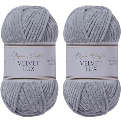 Utopia Crafts Velvet Lux Chenillegarn – Samtgarn Super Weich – Nadelstärke 8-10 mm – 2 x 100 g Knäuel – Decke, Kissen, Kuscheltier, Amigurumi (Grau) Utopia Crafts Velvet Lux Chenillegarn – Samtgarn Super Weich – Nadelstärke 8-10 mm – 2 x 100 g Knäuel – Decke, Kissen, Kuscheltier, Amigurumi (Grau)
