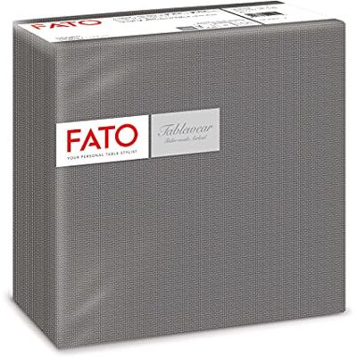 FATO Trockene Papierservietten, Airlaid, Textileffekt, Packung mit 50 Servietten, Größe 40x40, 4-fach gefaltet, Farbton Decor Black Titanium FATO Trockene Papierservietten, Airlaid, Textileffekt, Packung mit 50 Servietten, Größe 40x40, 4-fach gefaltet, Farbton Decor Black Titanium