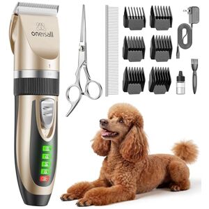oneisall Leise Hundeschermaschine, 2000mAH 4h Laufzeit Schermaschine Katze Hunde dichtem Fell, Hunde Haarschneidemaschine Tierhaarschneidemaschine Hunderasierer Langhaar(Gold) oneisall Leise Hundeschermaschine, 2000mAH 4h Laufzeit Schermaschine Katze Hunde dichtem Fell, Hunde Haarschneidemaschine Tierhaarschneidemaschine Hunderasierer Langhaar(Gold)