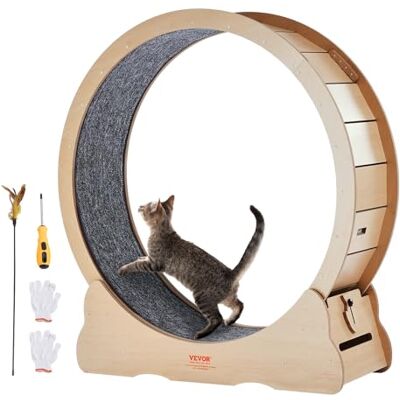 VEVOR Katzenlaufrad, 1100 mm, Katzenlaufband, mit abnehmbarem Laufband, Katzen-Teaser zum Laufen, Gehen, Training, geeignet für die meisten Katzen bis zu 11,3 kg, Katzen Laufrad, Holzfarbe VEVOR Katzenlaufrad, 1100 mm, Katzenlaufband, mit abnehmbarem Laufband, Katzen-Teaser zum Laufen, Gehen, Training, geeignet für die meisten Katzen bis zu 11,3 kg, Katzen Laufrad, Holzfarbe