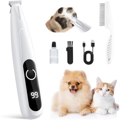 GlasFlength Pfotentrimmer für Hunde mit LED-Licht, One-Touch-Schalter Hundeschermaschine Leise Pfotentrimmer Kabellos Tragbare Hundepfoten Trimmer für Pfoten Ohren Gesicht Augen (Weiß) GlasFlength Pfotentrimmer für Hunde mit LED-Licht, One-Touch-Schalter Hundeschermaschine Leise Pfotentrimmer Kabellos Tragbare Hundepfoten Trimmer für Pfoten Ohren Gesicht Augen (Weiß)