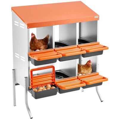 VEVOR 2-stöckiges Legenest 795x525x990 mm, 6 Fächer, Hühnernest aus Metall mit Stützbeinen, Geflügelnester, Abrollnest, ideal für Hennen, Enten, Hühner & anderes Geflügel, Orange VEVOR 2-stöckiges Legenest 795x525x990 mm, 6 Fächer, Hühnernest aus Metall mit Stützbeinen, Geflügelnester, Abrollnest, ideal für Hennen, Enten, Hühner & anderes Geflügel, Orange