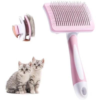 Vinabo Selbstreinigende Hundebürste für Kurzhaar & Langhaar, Tierhaarbürste für Hunde & Katzen, Unterfellbürste gegen Unterwolle & lose Haare, Fellbürste mit One-Click-Reinigung, Rosa Vinabo Selbstreinigende Hundebürste für Kurzhaar & Langhaar, Tierhaarbürste für Hunde & Katzen, Unterfellbürste gegen Unterwolle & lose Haare, Fellbürste mit One-Click-Reinigung, Rosa