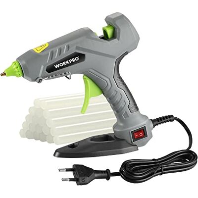 WORKPRO Heißklebepistole, 60 W, mit 20 Klebestiften, 11 x 100 mm, elektrische Heißklebepistole, schnelles Aufheizen für Reparatur, Kunst und DIY, grün, grau, schwarz WORKPRO Heißklebepistole, 60 W, mit 20 Klebestiften, 11 x 100 mm, elektrische Heißklebepistole, schnelles Aufheizen für Reparatur, Kunst und DIY, grün, grau, schwarz