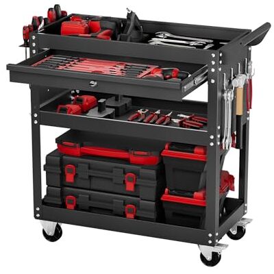 VEVOR Werkzeugwagen 830x350x826 mm, 160 kg Tragkraft, Werkstattwagen mit Schublade, Aufbewahrungsorganizer für Mechanikerwerkzeuge, für Garage, Lager und Reparaturwerkstatt, schwarz VEVOR Werkzeugwagen 830x350x826 mm, 160 kg Tragkraft, Werkstattwagen mit Schublade, Aufbewahrungsorganizer für Mechanikerwerkzeuge, für Garage, Lager und Reparaturwerkstatt, schwarz