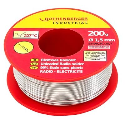 Rothenberger Industrial bleifreies Radiolot für Elektro-Lötarbeiten, 200g-Spule, Ø 1,5 mm Rothenberger Industrial bleifreies Radiolot für Elektro-Lötarbeiten, 200g-Spule, Ø 1,5 mm
