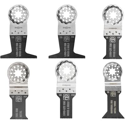 Fein Best of E-Cut Starlock WOOD und METAL MCT (6-tlg Tauchsägeblatt-Set für alle Multitools: 5 x Long-Life 1x Fine Sägeblatt, für Holz und Metall, Hohe Standzeit, Starlock-kompatibel) 99100000952 Fein Best of E-Cut Starlock WOOD und METAL MCT (6-tlg Tauchsägeblatt-Set für alle Multitools: 5 x Long-Life 1x Fine Sägeblatt, für Holz und Metall, Hohe Standzeit, Starlock-kompatibel) 99100000952