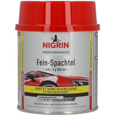 NIGRIN Performance Fein-Spachtel, härtet ohne Rissbildung, glättet Kratzer und Unebenheiten, 245 g inkl. 5 g Härter NIGRIN Performance Fein-Spachtel, härtet ohne Rissbildung, glättet Kratzer und Unebenheiten, 245 g inkl. 5 g Härter