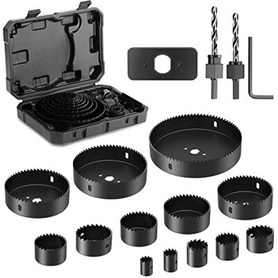 HYCHIKA BETTER TOOLS FOR BETTER LIFE HYCHIKA Lochsäge Set, 19tlg Lochsägen Set, 13 Ø19mm-127mm Lochsäge, 2 Schraubenschlüssel, 2 Bohreinsätze, 1 Schraubendreher, ideal lochbohrer zum dünnes Holzbrett, PVC, Kunststoffplatte HYCHIKA BETTER TOOLS FOR BETTER LIFE HYCHIKA Lochsäge Set, 19tlg Lochsägen Set, 13 Ø19mm-127mm Lochsäge, 2 Schraubenschlüssel, 2 Bohreinsätze, 1 Schraubendreher, ideal lochbohrer zum dünnes Holzbrett, PVC, Kunststoffplatte