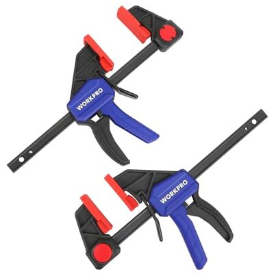 WORKPRO Einhandzwingen 2 Stück, Schraubzwingen Set 2 in 1 zum Spannen, Dehnen, Spannweite 150mm, Dehnbereich 285mm, Spannkraft 68kg für einfaches und stabiles Fixieren von Holz Möbel mit einer Hand WORKPRO Einhandzwingen 2 Stück, Schraubzwingen Set 2 in 1 zum Spannen, Dehnen, Spannweite 150mm, Dehnbereich 285mm, Spannkraft 68kg für einfaches und stabiles Fixieren von Holz Möbel mit einer Hand