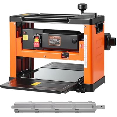 VEVOR Dickenhobel, 330 mm breiter Arbeitstisch, Hobelmaschine für die Holzbearbeitung, Spiralmesserkopf mit 24 Einsätzen, 2000-W-Motor mit 23.500 U/min, Einzelgeschwindigkeit, für Hart- & Weichholz VEVOR Dickenhobel, 330 mm breiter Arbeitstisch, Hobelmaschine für die Holzbearbeitung, Spiralmesserkopf mit 24 Einsätzen, 2000-W-Motor mit 23.500 U/min, Einzelgeschwindigkeit, für Hart- & Weichholz
