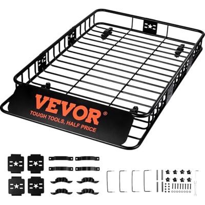 VEVOR Dachgepäckträger Korb Auto Dachkorb Universal 1630 x 990 x 152 mm, Dachgepäckträger Wanne 90,7 kg Tragfähigkeit Relingträger Fracht Gepäckablage Schwarz für Camping, Grillen, Autoreisen VEVOR Dachgepäckträger Korb Auto Dachkorb Universal 1630 x 990 x 152 mm, Dachgepäckträger Wanne 90,7 kg Tragfähigkeit Relingträger Fracht Gepäckablage Schwarz für Camping, Grillen, Autoreisen