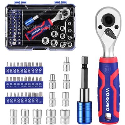 WORKPRO 42-teiliger 1/4" Steckschlüsselsatz, Ratschensatz mit Bit und Magnetischer Bithalter für Heimwerker, Autoreparatur und tägliche Wartung mit Werkzeugkasten WORKPRO 42-teiliger 1/4" Steckschlüsselsatz, Ratschensatz mit Bit und Magnetischer Bithalter für Heimwerker, Autoreparatur und tägliche Wartung mit Werkzeugkasten