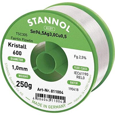 Stannol 811004 FLOWTIN TSC305 Fairtin Kristall 600 Lötdraht, 1mm Durchmesser, 250g Spulen Stannol 811004 FLOWTIN TSC305 Fairtin Kristall 600 Lötdraht, 1mm Durchmesser, 250g Spulen