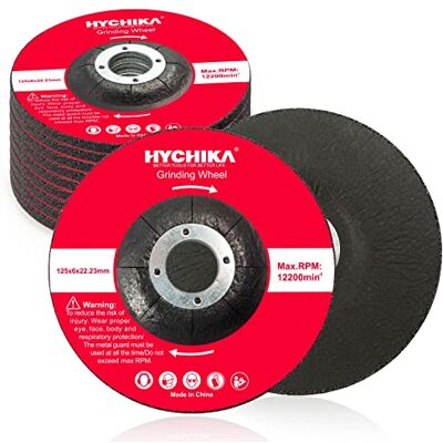 HYCHIKA BETTER TOOLS FOR BETTER LIFE HYCHIKA Schruppscheiben 125mm 10 Stück, Professional Schruppscheibe gekröpft, Winkelschleifer Scheiben für Stahl-, Metallbearbeitung Schleifen Polieren, Entgraten Ø125 x 22,2 mm, Dicke:6 mm HYCHIKA BETTER TOOLS FOR BETTER LIFE HYCHIKA Schruppscheiben 125mm 10 Stück, Professional Schruppscheibe gekröpft, Winkelschleifer Scheiben für Stahl-, Metallbearbeitung Schleifen Polieren, Entgraten Ø125 x 22,2 mm, Dicke:6 mm
