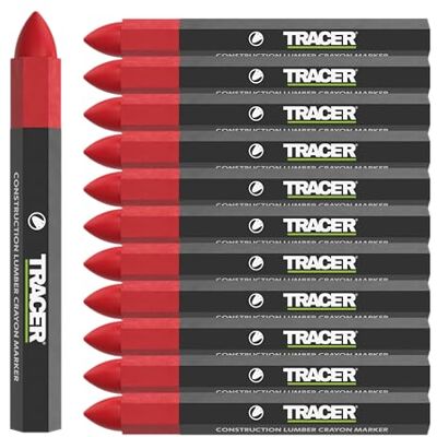 Tracer Fettstift Markierkreide – Forstkreide & Markierstift für Baustelle, 12 Stück Rot Tracer Fettstift Markierkreide – Forstkreide & Markierstift für Baustelle, 12 Stück Rot