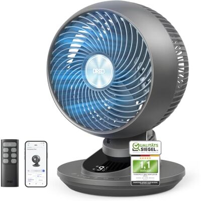 DREO 3D Tischventilator Sehr Leise 22 dB, Ventilator Klein mit Fernbedienung, 8,8 m/s Starker Luftstrom, 90° Oszillation, App & Sprachsteuerung, 9 Stufen, 8/12h Timer für Schlafzimmer & Büro DREO 3D Tischventilator Sehr Leise 22 dB, Ventilator Klein mit Fernbedienung, 8,8 m/s Starker Luftstrom, 90° Oszillation, App & Sprachsteuerung, 9 Stufen, 8/12h Timer für Schlafzimmer & Büro