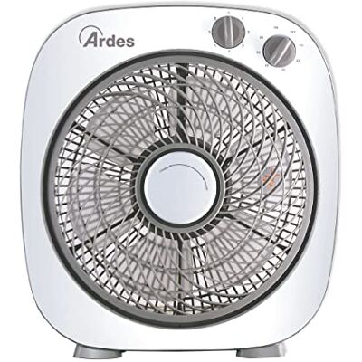 Ardes Tragbarer Tisch- oder Bodenventilator mit 6 Flügeln und 3 Intensitätsstufen und 360-Grad-Drehung, Bodenventilator Box Floor AR5B24, Weiß Ardes Tragbarer Tisch- oder Bodenventilator mit 6 Flügeln und 3 Intensitätsstufen und 360-Grad-Drehung, Bodenventilator Box Floor AR5B24, Weiß
