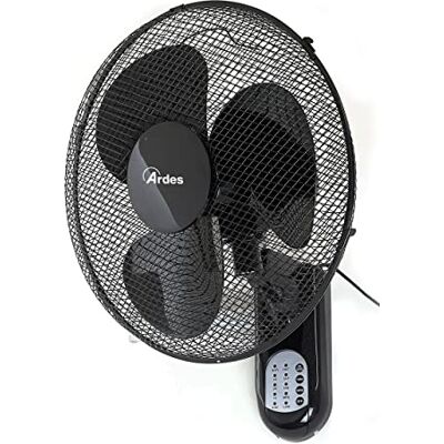 Ardes Wandventilator mit 3 rotierenden Flügeln (40 cm), Fernbedienung, automatische Oszillation, einstellbarer Timer und 3 Geschwindigkeitsstufen, Wandventilator schwarz AR5W40R Ardes Wandventilator mit 3 rotierenden Flügeln (40 cm), Fernbedienung, automatische Oszillation, einstellbarer Timer und 3 Geschwindigkeitsstufen, Wandventilator schwarz AR5W40R