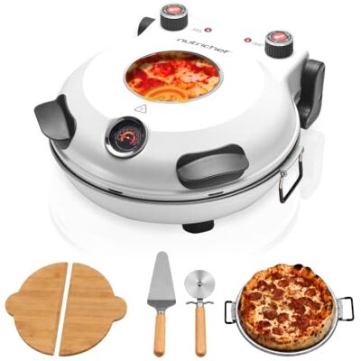 Nutrichef Pizzaofen 30,5 cm mit Pizzastein – 430 °C Ober-/Unterhitze, Sichtfenster, Thermometer, Antihaft, Kompakt, Weiß – Knusprige Ergebnisse wie aus dem Steinofen für Zuhause Nutrichef Pizzaofen 30,5 cm mit Pizzastein – 430 °C Ober-/Unterhitze, Sichtfenster, Thermometer, Antihaft, Kompakt, Weiß – Knusprige Ergebnisse wie aus dem Steinofen für Zuhause