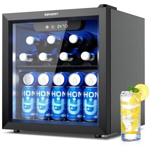 EUHOMY Getränkekühlschrank, Mini Kühlschrank mit Glastür, Bierkühler, Tisch-Getränkekühlschrank für 55 Dosen, Schwarz Freistehender Kühlschrank mit LED, 43dB, für Büro, Zimmer, Bar, 36L, Geräuscharm EUHOMY Getränkekühlschrank, Mini Kühlschrank mit Glastür, Bierkühler, Tisch-Getränkekühlschrank für 55 Dosen, Schwarz Freistehender Kühlschrank mit LED, 43dB, für Büro, Zimmer, Bar, 36L, Geräuscharm