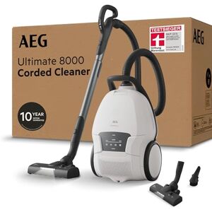 AEG Ultimate 8000 Staubsauger mit Beutel, Testsieger der Stiftung Warentest, hohe Saugleistung, Auto-Modus, Alle Böden, 48% Recyclingkunststoff, 3in1 Düse, HEPA-Filtration, 12m, LED-Licht, AB81U1SW AEG Ultimate 8000 Staubsauger mit Beutel, Testsieger der Stiftung Warentest, hohe Saugleistung, Auto-Modus, Alle Böden, 48% Recyclingkunststoff, 3in1 Düse, HEPA-Filtration, 12m, LED-Licht, AB81U1SW