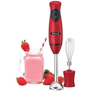 BELLA Stabmixer mit Schneebesenaufsatz, schnelles Mixen von Saucen, Pürieren von Suppen, Smoothies & Dips, BPA-frei, leicht zu reinigen, Edelstahl/Rot BELLA Stabmixer mit Schneebesenaufsatz, schnelles Mixen von Saucen, Pürieren von Suppen, Smoothies & Dips, BPA-frei, leicht zu reinigen, Edelstahl/Rot