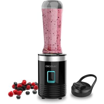 Cecotec Tragbarer Einzelstandmixer Power Titanium 300. 350W, zerkleinert Eis, 4 Klingen mit schwarzer Titanbeschichtung, spülmaschinenfeste Teile, Ein-Knopf-Bedienung, 600ml Cecotec Tragbarer Einzelstandmixer Power Titanium 300. 350W, zerkleinert Eis, 4 Klingen mit schwarzer Titanbeschichtung, spülmaschinenfeste Teile, Ein-Knopf-Bedienung, 600ml